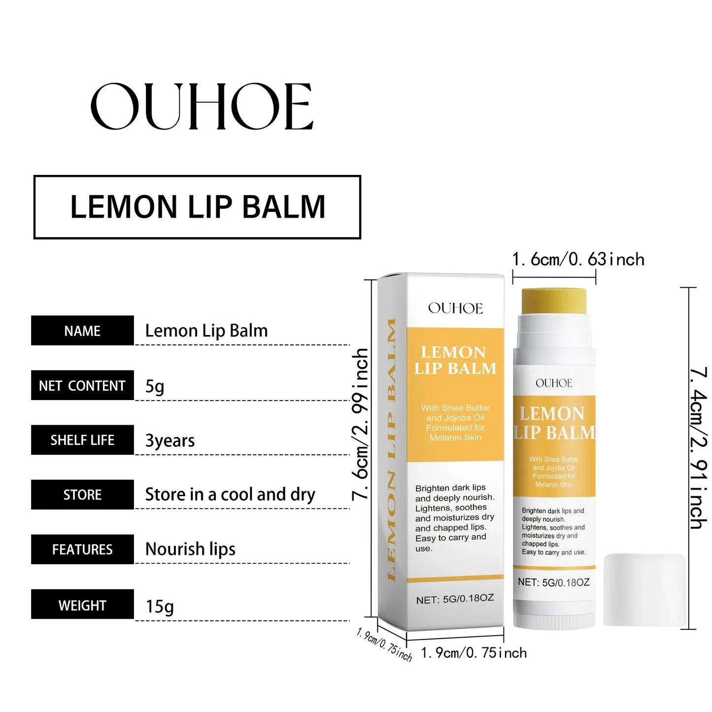 Ginger Lemon Lip Balm & Lip Mask – Exfoliating, Moisturizing, Turmeric-Based Care (5g / 10g)