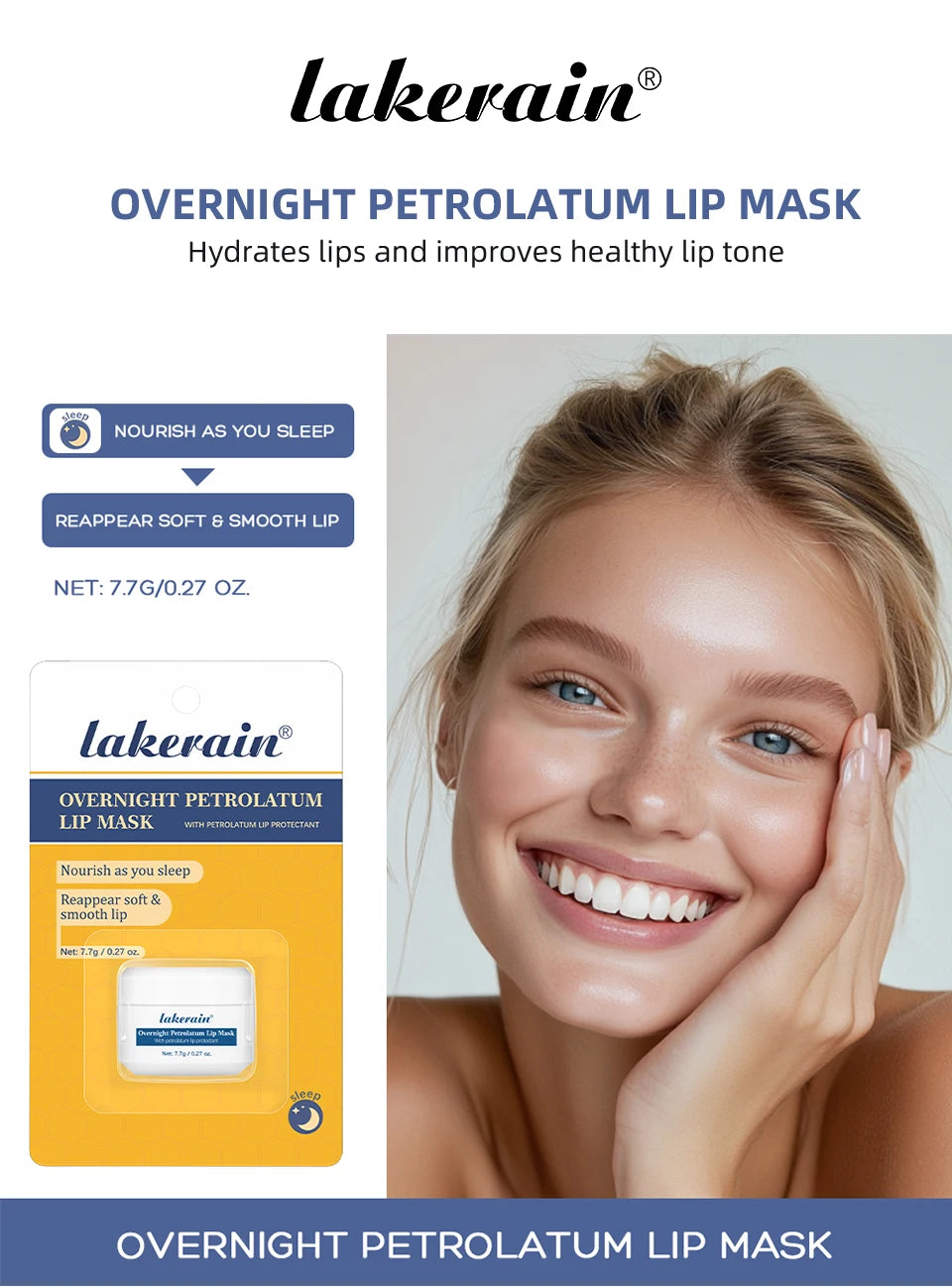 7.7g / 0.27 0z. Sleep Lip Mask Healthy Lips Renewal Therapy Lip Protectant Moisturizer Exfoliating Clean Lip Skin Care Product